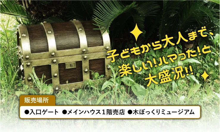 販売場所:入口ゲート・メインハウス1階売店・木ぼっくりミュージアム / 子どもから大人まで、楽しい!ハマった!と大盛況!!