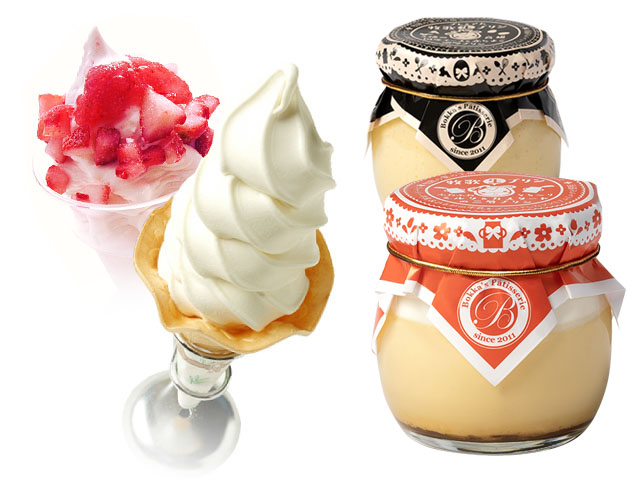 ソフトクリームとプリン